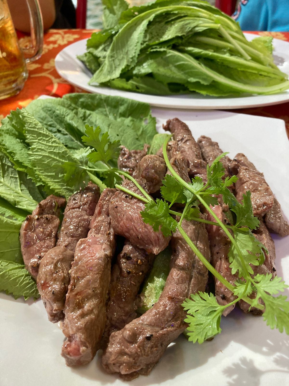 bò nướng mới牛肉素焼き(塩味のみ)、cái be xanh カ...