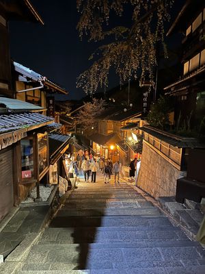 夜の清水寺は混んでたけどライトアップされてとても綺麗でした。