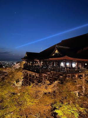 夜の清水寺は混んでたけどライトアップされてとても綺麗でした。