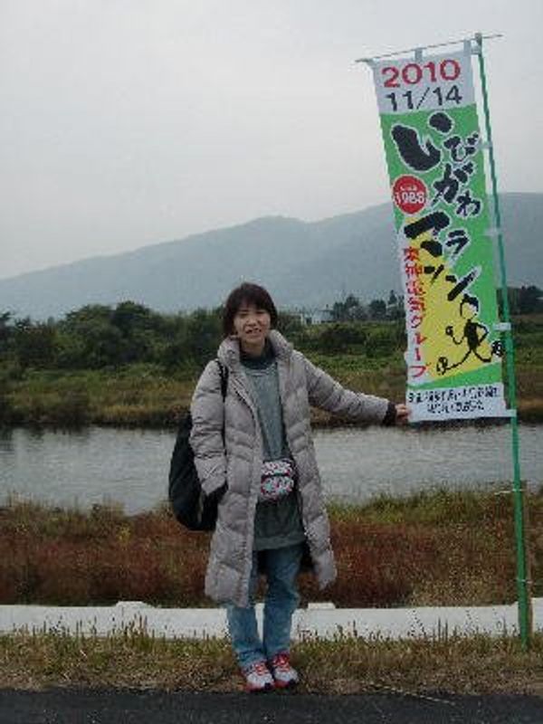 日本・岐阜県「岐阜　いびがわマラソン」の写真：初フルマラソン。登り坂の厳しいコースでし...