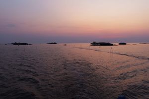 トンレサップ湖で眺める夕陽