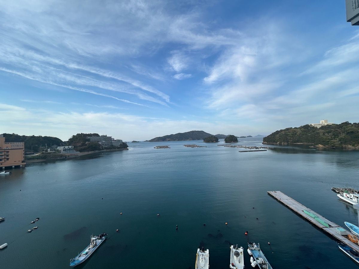 鳥羽わんわんパラダイスに宿泊。客室はオーシャンビュー、レストラン含め館内は...