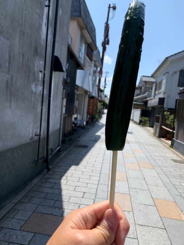 日本・山梨県「川越〜長瀞〜甲府の旅」の写真：一本きゅうり&amp;ぬれおかき