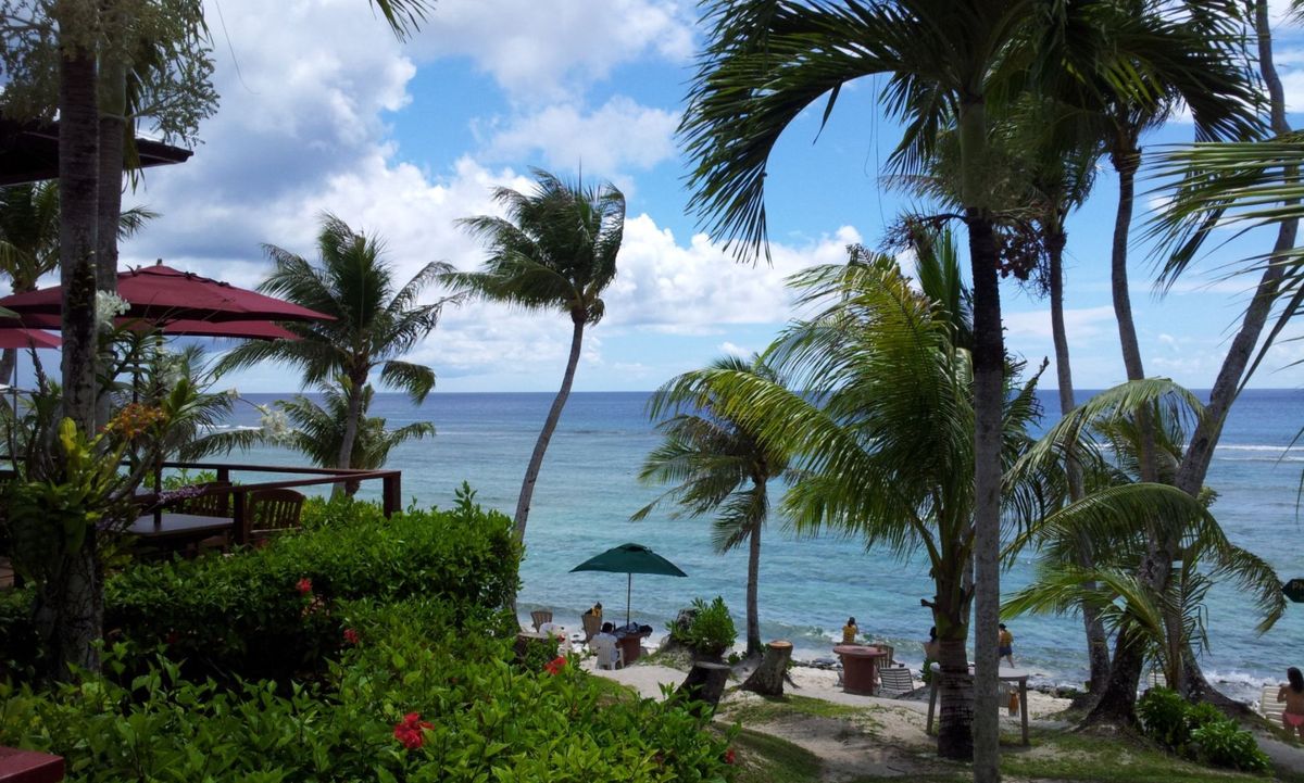 【よこ画像：ココパームガーデンビーチ/朝市】