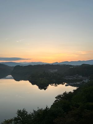 恵那峡のホテルの部屋から４時から５時