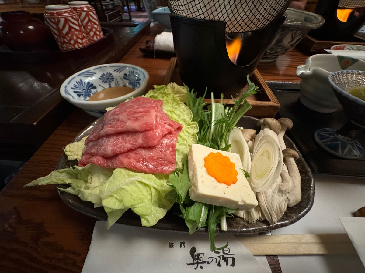 夕食
豊後牛の鍋、8寸、豊後牛ローストビーフ
