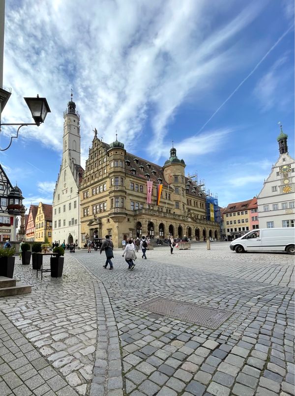 ドイツ・リューデスハイム「ドイツ満喫紀行」の写真：からくり時計のあるローテンブルク、マルク...