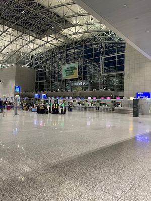 長い長い飛行機✈️の旅で、ようやく到着したフランクフルト空港👍

ようやく...