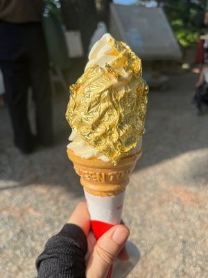 金沢に行ったら食べて欲しい金箔ソフト！
兼六園で歩き疲れて。暑かったからめ...