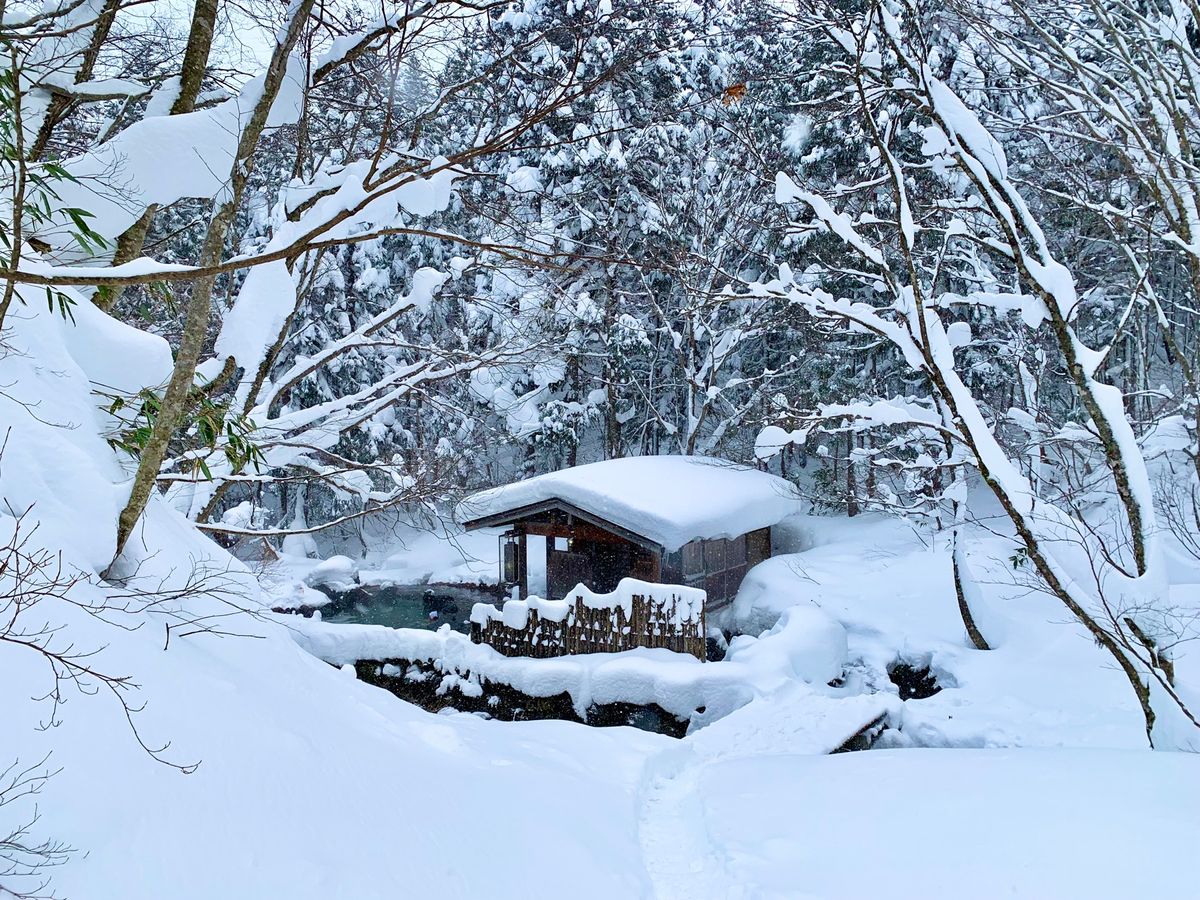 【蟹場温泉】
宿から50mほど離れた原生林の中にある混浴露天風呂
秘湯と言...