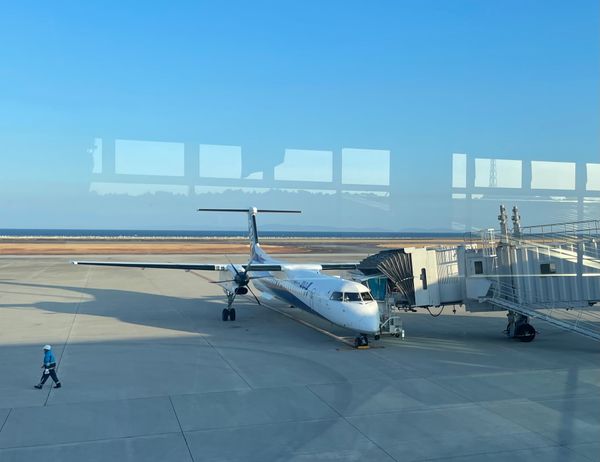 日本・別府温泉「2024年末・大分温泉家族旅行」の写真：帰りも小さなプロペラ機で伊丹空港へ