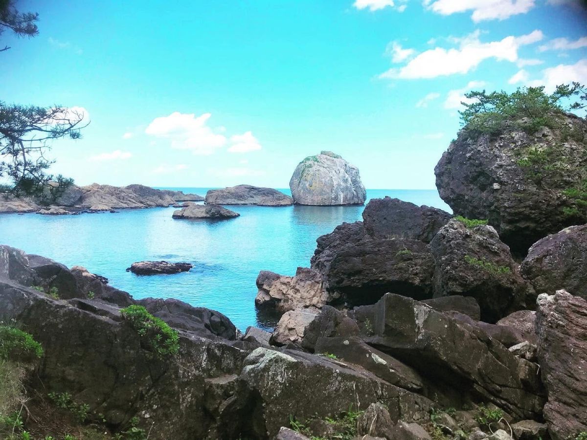 白岩
海に浮かぶ白くて丸い岩🪨が趣きがあって良い感じでした