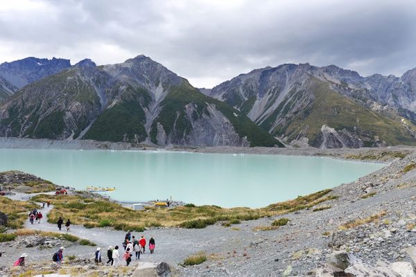 ニュージーランド・Christchurch「ニュージーランド旅行」の写真：タスマン湖ボートツアー