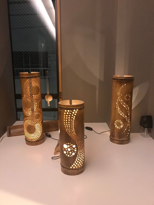 日本・福岡県「2018福岡」の写真：ゲストハウスのライトが竹細工の灯りで可愛...