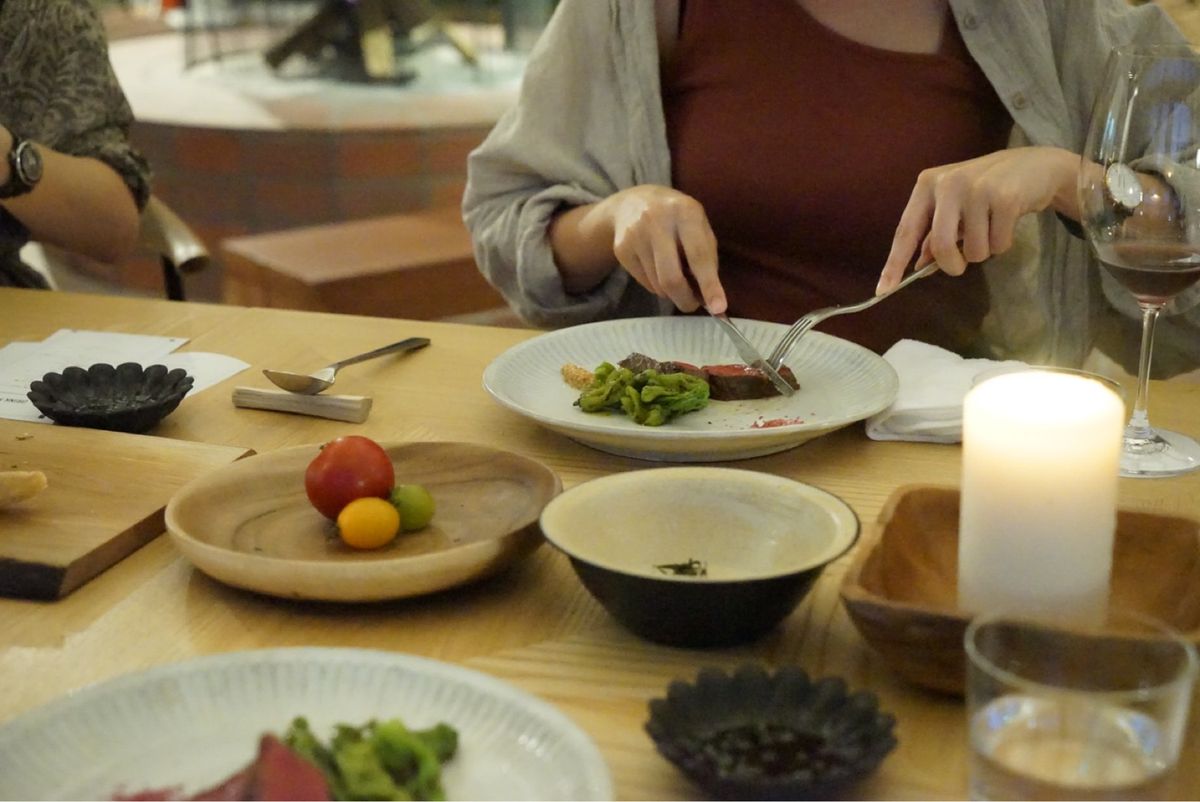 乗馬体験に食卓