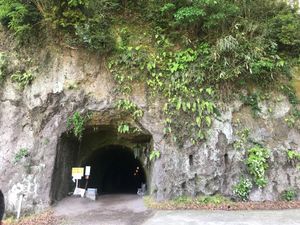 地下魚雷調整施設
手掘りの痕跡を残す壕。
実物大の魚雷模型もあり、秘密基地...