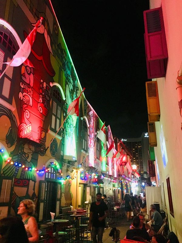 シンガポール・セントーサ島「松本といつもの海外旅」の写真：夜のアラブストリート
ライトアップが映え✨