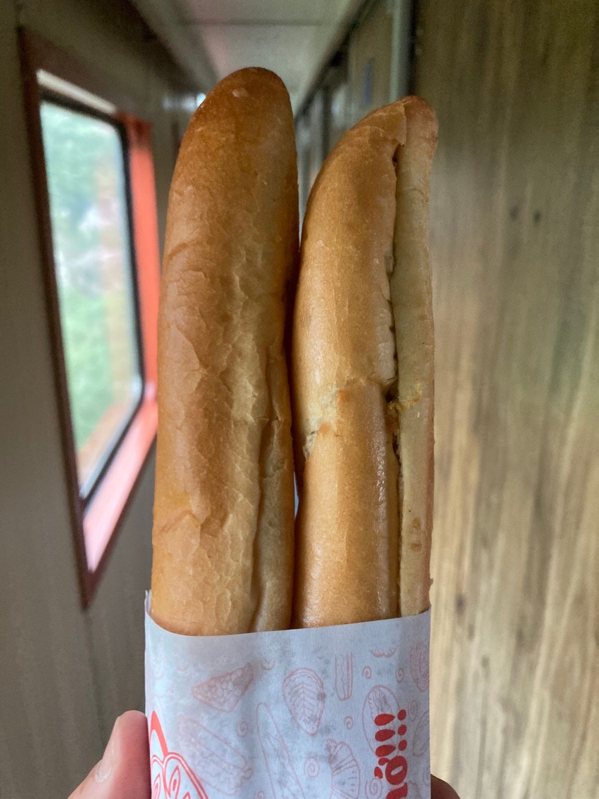 ハノイ駅出発後、サイゴン解放50周年直前でベトナム国旗がいつもよりかなり多...