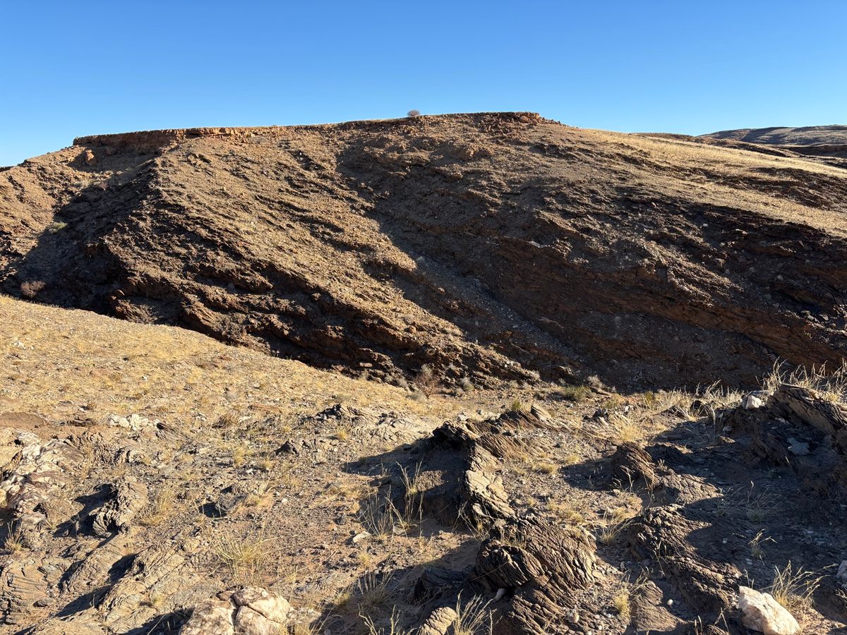 道中の壮大な景色に感動して写真撮影を実施