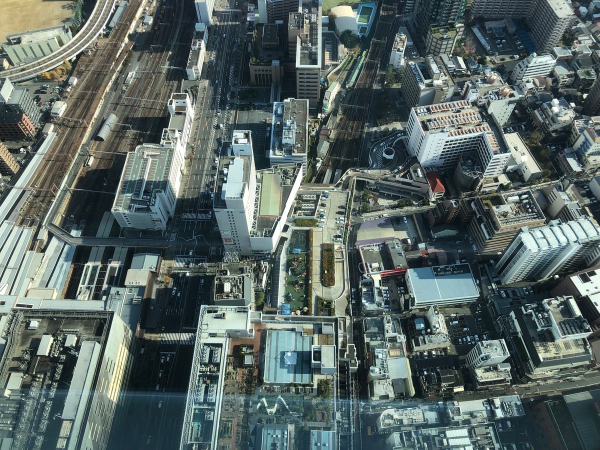 あべのハルカスから見た路上の人は蟻のようだった