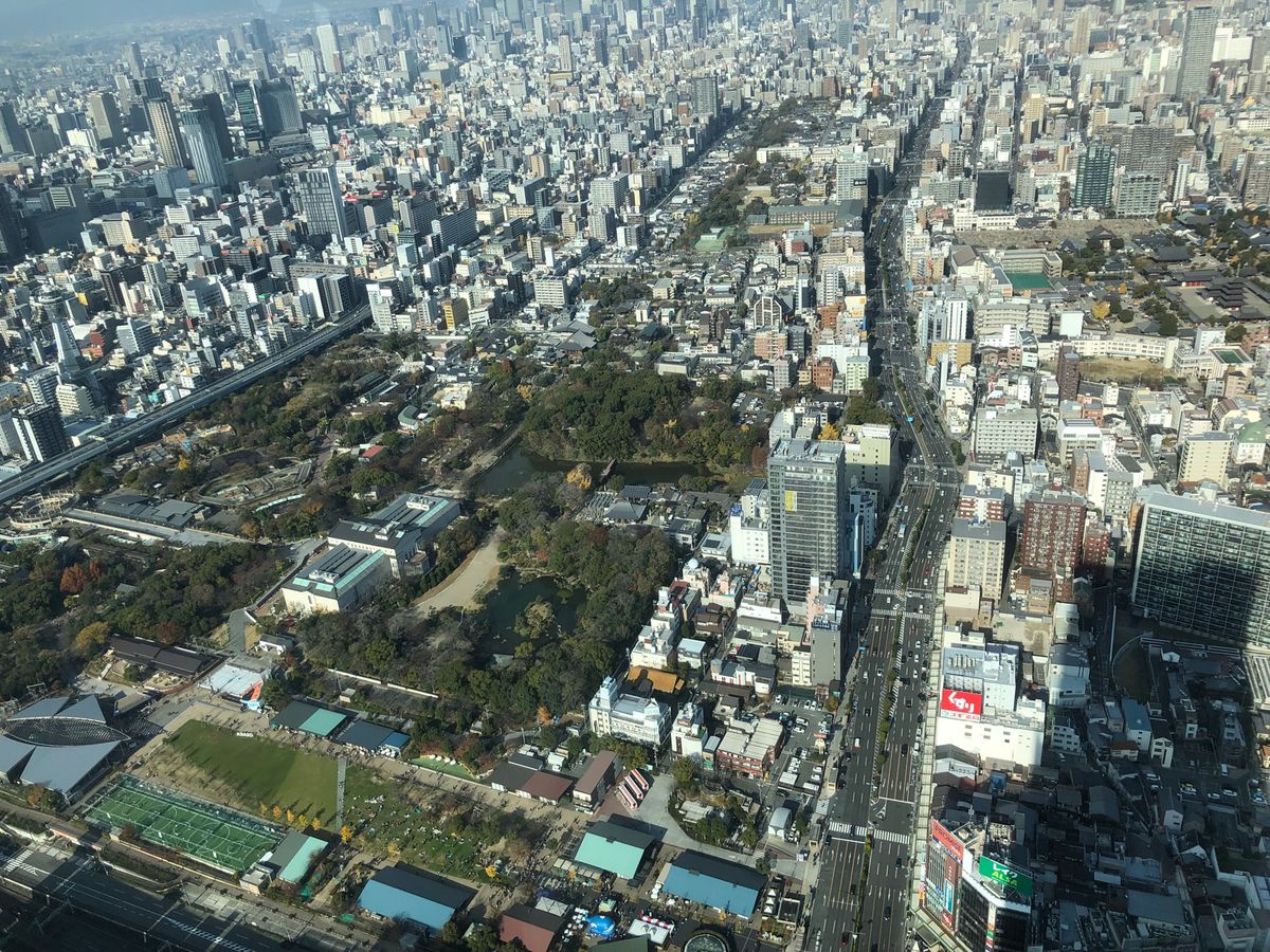 あべのハルカスから見た路上の人は蟻のようだった