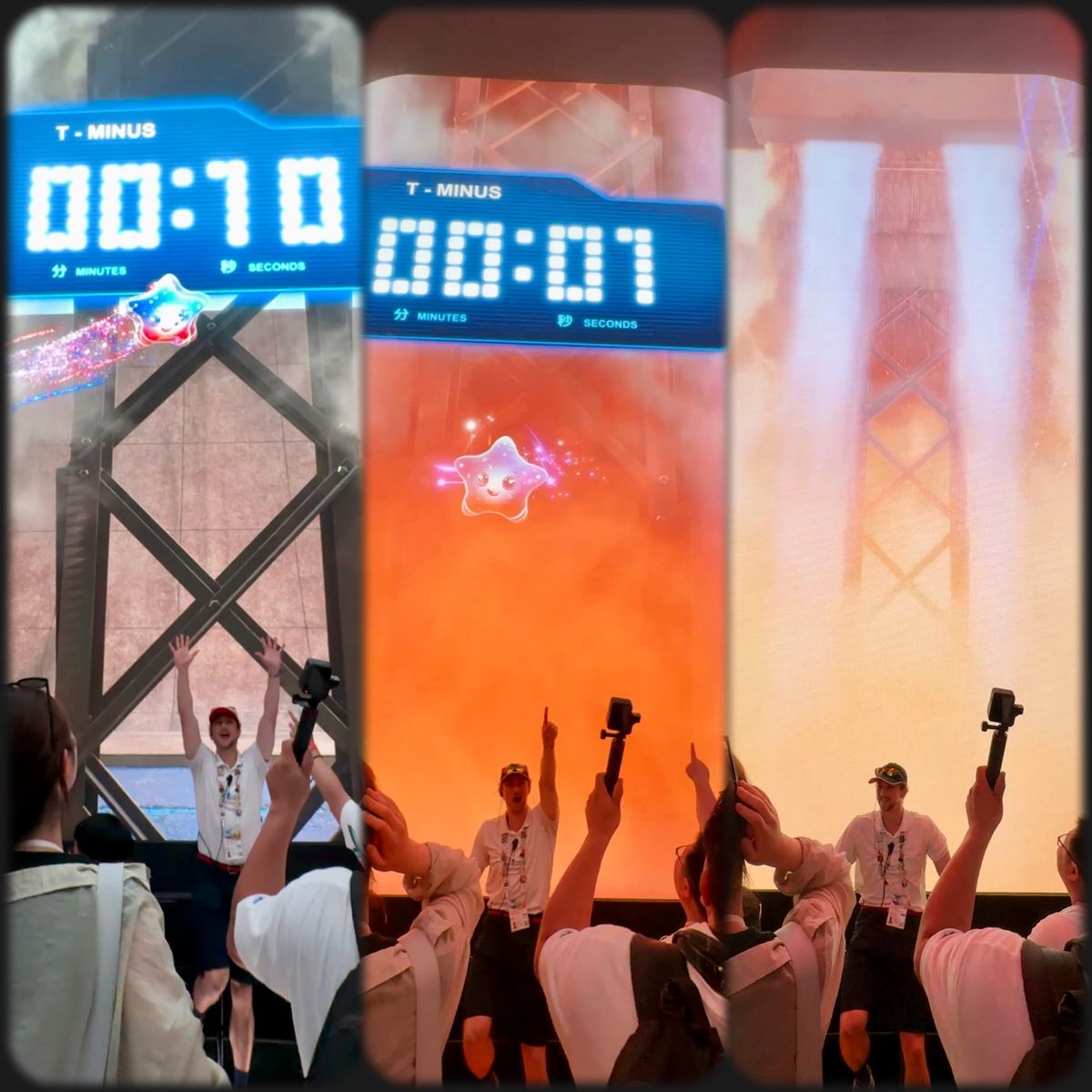 ツアーのクライマックスは、巨大スクリーンに囲まれた部屋での宇宙探索です。

