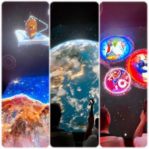 ツアーのクライマックスは、巨大スクリーンに囲まれた部屋での宇宙探索です。

