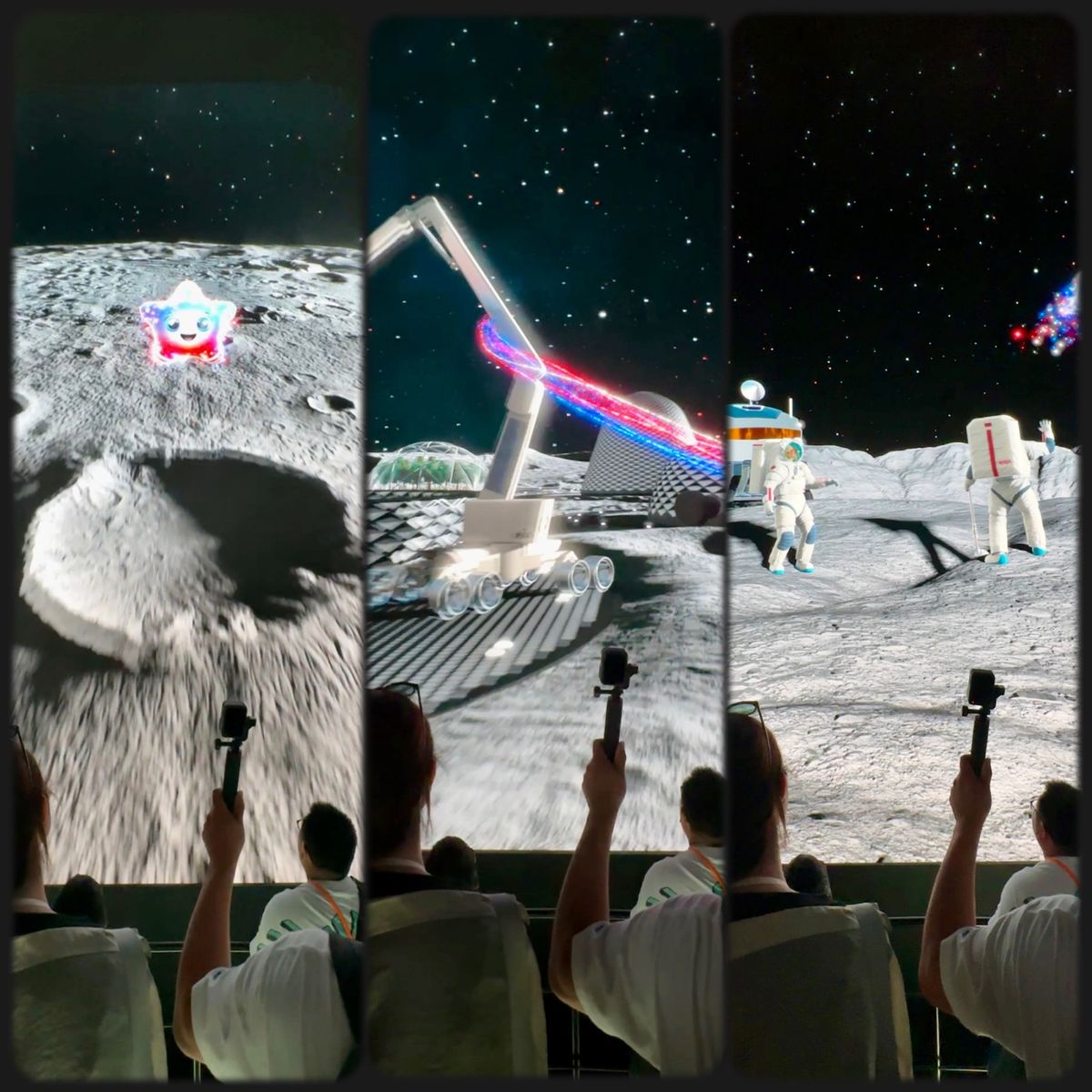 ツアーのクライマックスは、巨大スクリーンに囲まれた部屋での宇宙探索です。

