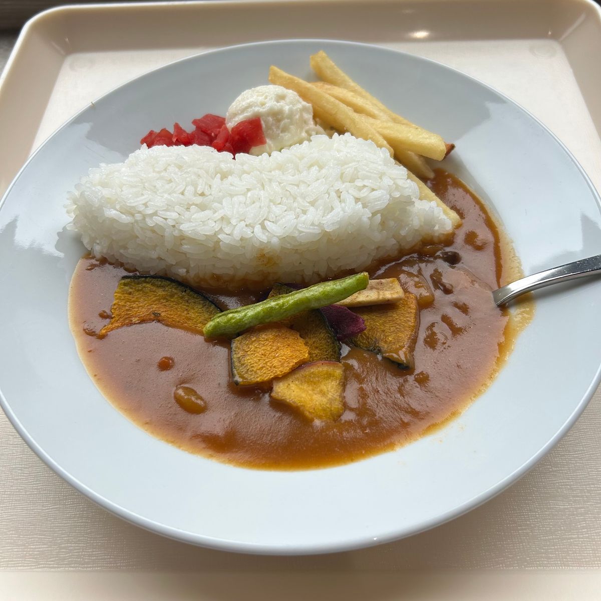 ダムで食べたカレーは甘口🍛
野菜がパリパリで、野菜チップスみたいで美味しか...