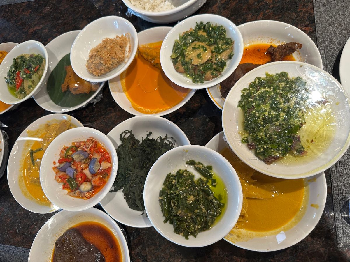 ナシパダンは好きな皿を選んで、ご飯と一緒に食べるパダン料理です。

自分は...