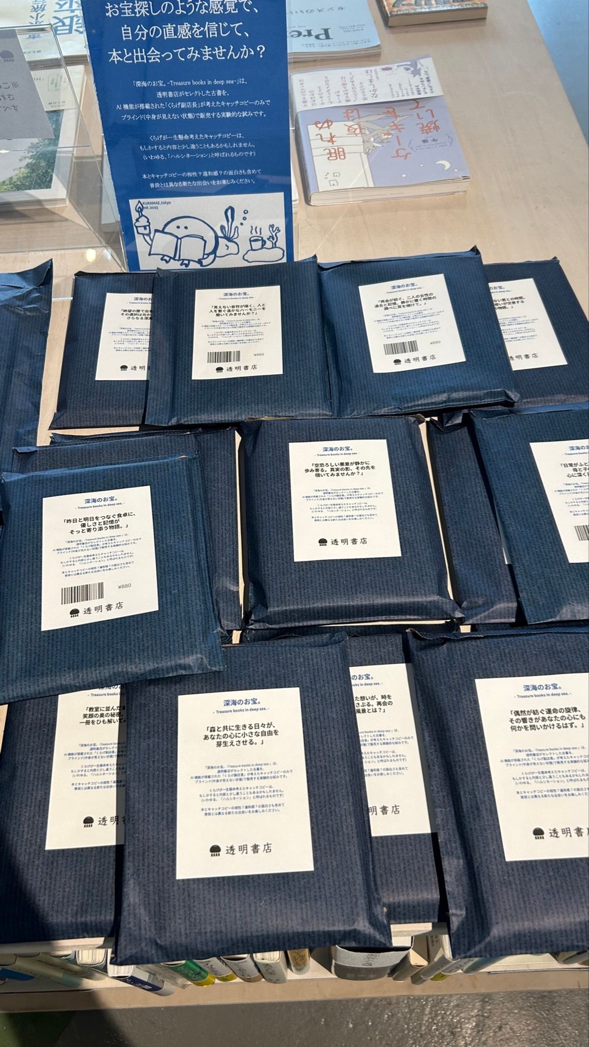 📍透明書店
無人の24時間営業で、読むスペースもあり！
AIが書いた説明文...