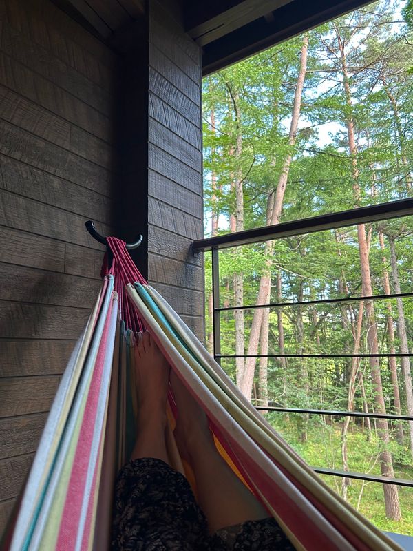 日本・軽井沢「軽井沢旅行」の写真：そして、山荘のハンモック本当にリラックス...