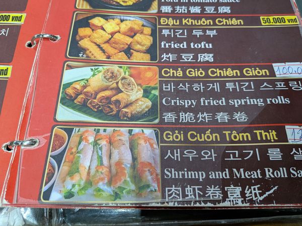 ベトナム・ハノイ「ベトナム・ダナン旅行」の写真：街のベトナム料理
揚げ春巻き、ミークアン