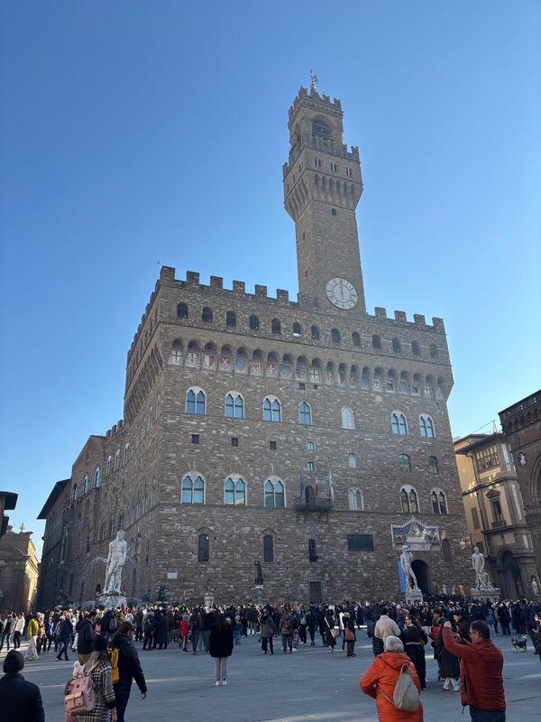 イタリア・フィレンツェ「イタリア旅行 ミラノ、トリノ、フィレンツェ、モデナ」の写真：フィレンツェ　ヴェッキオ宮殿
ダビデ像の...