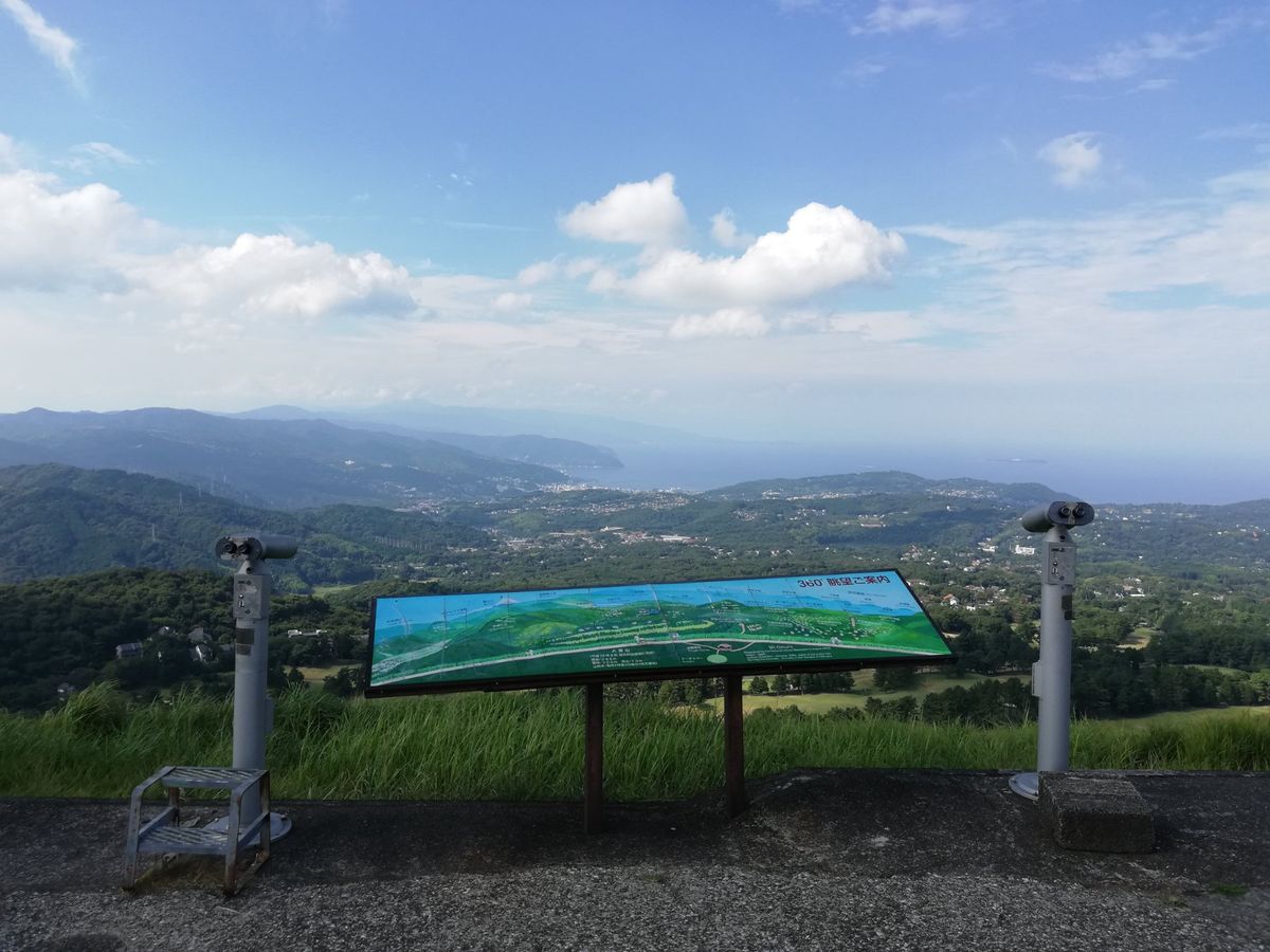 お椀をひっくり返したような、全然木が生えてない変わった山、それが伊豆高原に...
