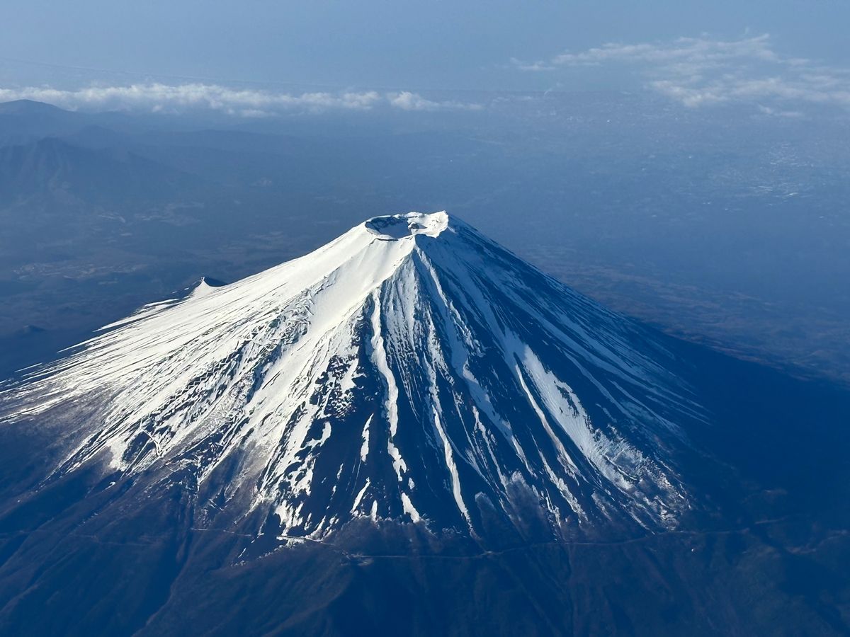 福岡空港、機上富士山、博多駅