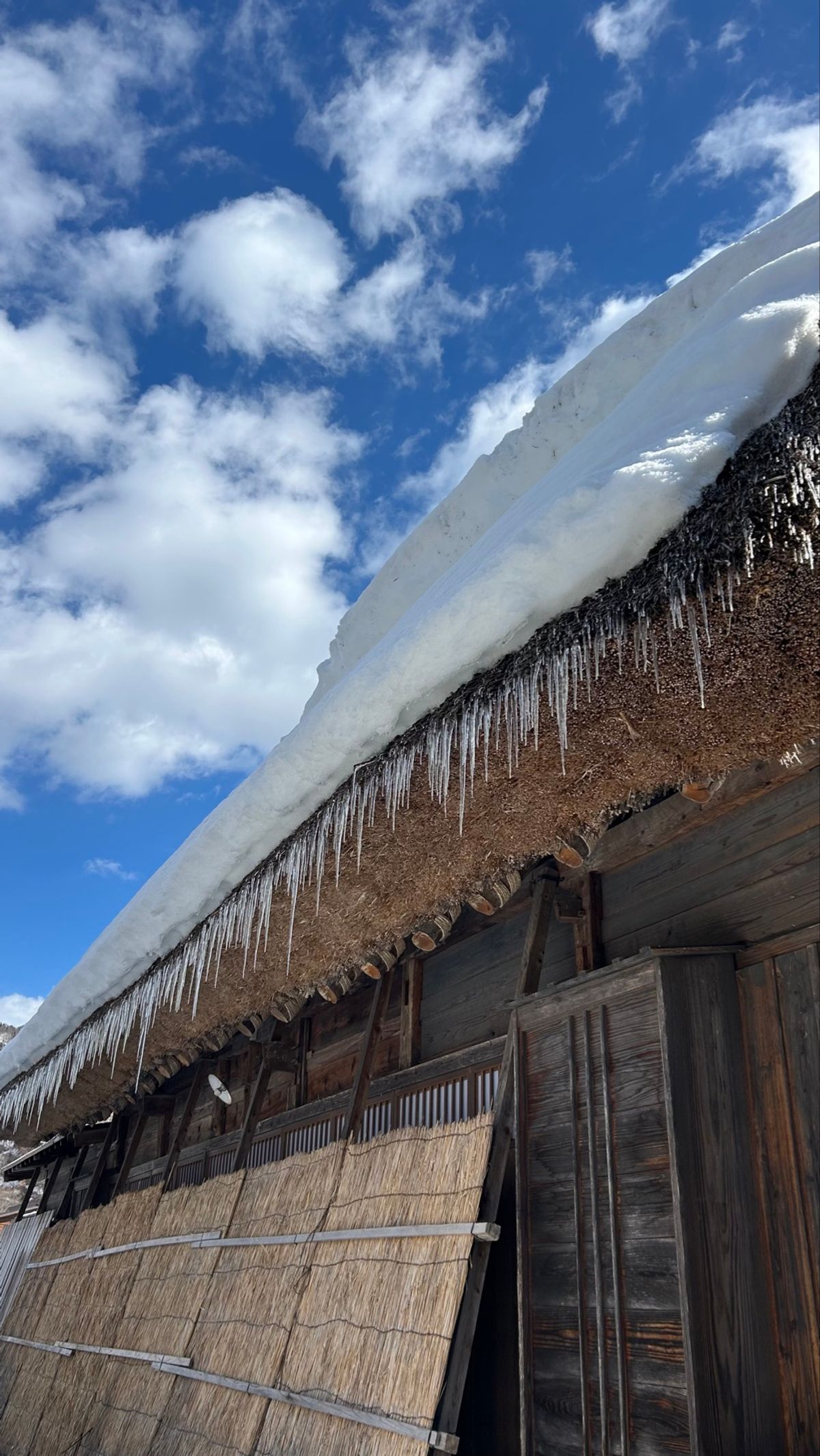 そして白川郷へ☘️
雪が溶けつつもまだ雪景色も楽しめて、地面つるつるでスケ...