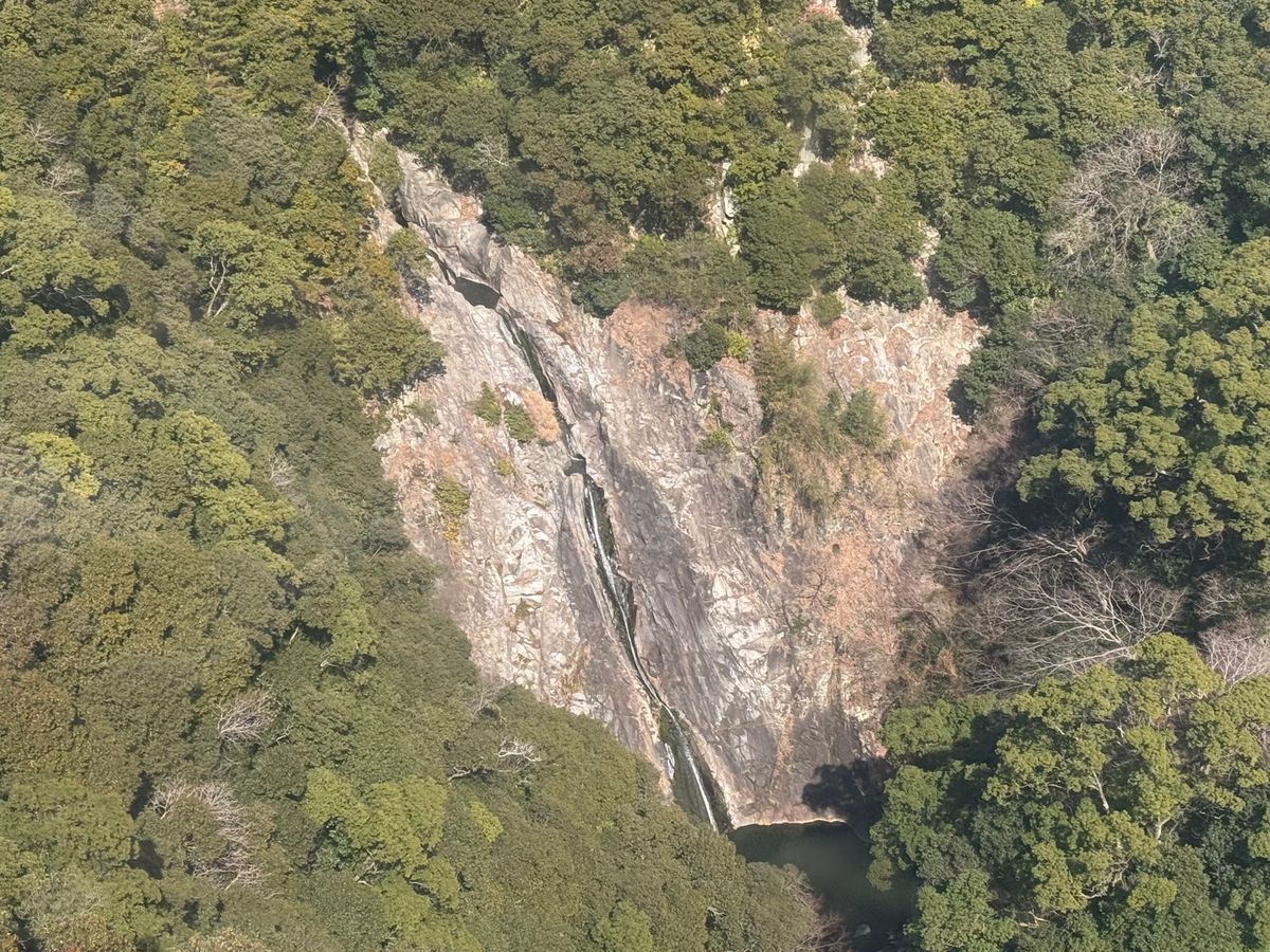 ロープーウェイに乗って頂上にあるハーブ園へ
ロープーウェイから滝とダムが見...