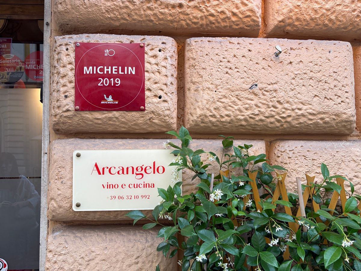 ローマでの晩餐はミシュラン・プレートにも選ばれた「Arcangelo」