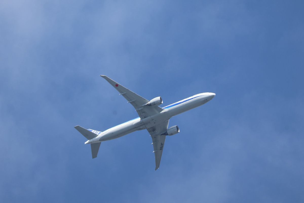 上空には羽田空港から飛び立つ飛行機も見えました。