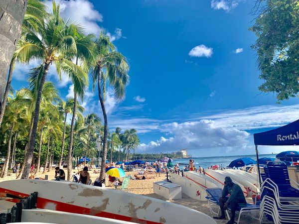 アメリカ(米国)・ハワイ「ハワイ🏄‍♀️summer vacation」の写真：毎日必ず行くワイキキビーチ😘好きすぎる光景🏖