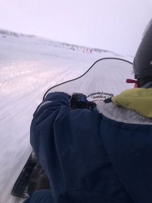 ラング氷河の上でスノーモービル

集合場所があまりに雪の気配がなくて、ホン...