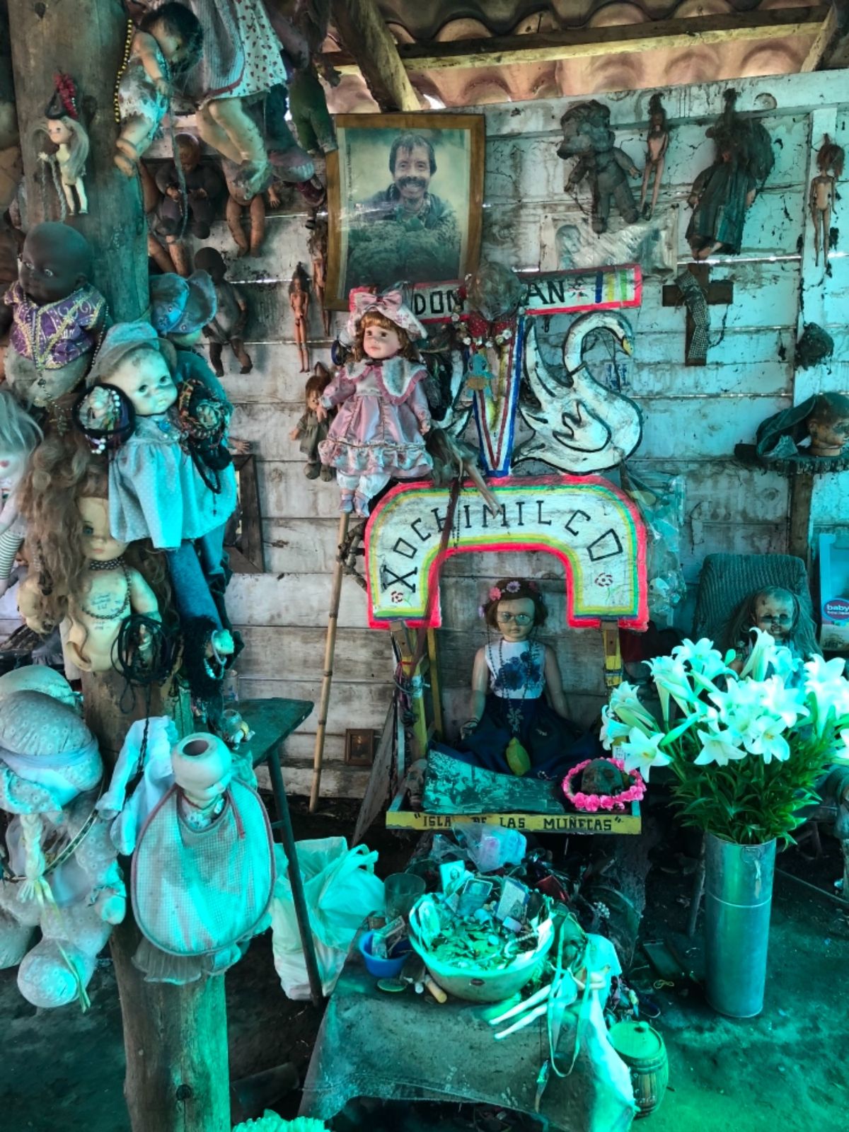 ソチミルコの人形島

写真のおじさんは
人形を拾って飾り始めたおじさんらし...