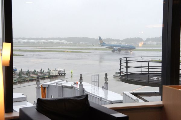 ベトナム「ベトナム」の写真：搭乗機の到着を見ながら朝ビー。
VNの成...