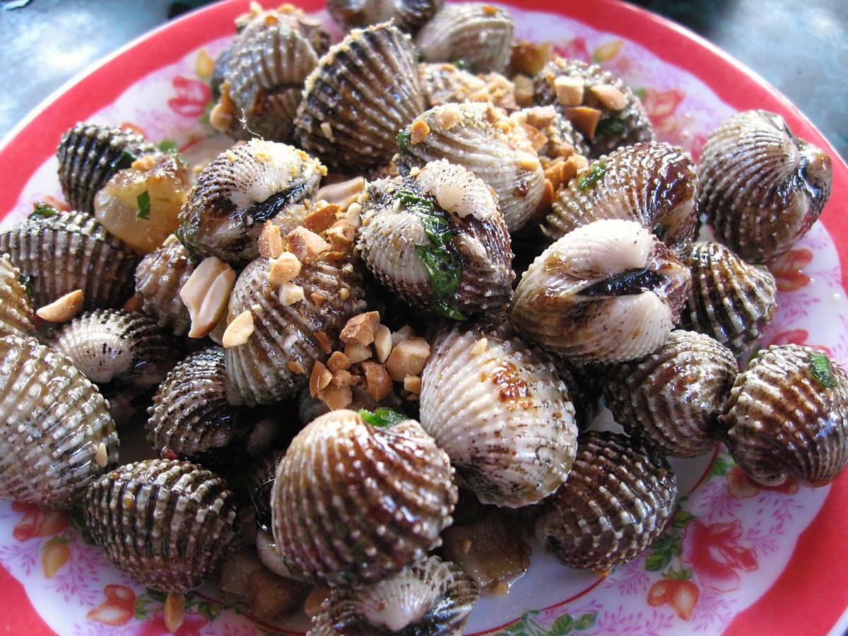 艀
レンガ工場
ハイガイ(sò huyết)炒め
モツフーティウの麺抜き、...