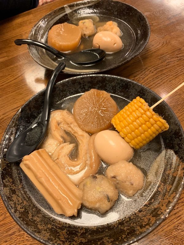 日本・石川県、「女子旅！桜満開の金沢へ‼︎」の写真：夕ご飯の金沢おでんと朝ご飯🍢