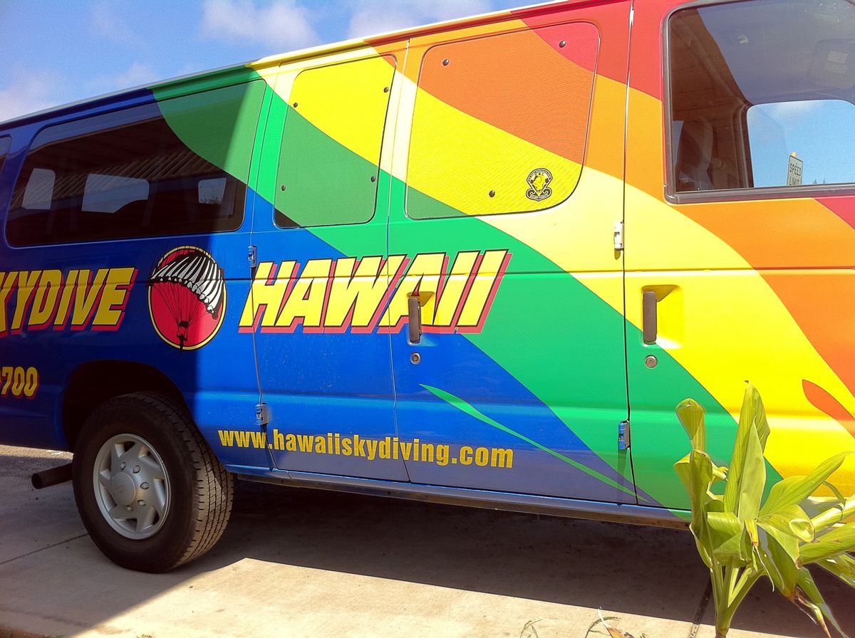 翌朝、スカイダイビングへ
そういえばこの8年前に行ったグアムでもスカイダイ...