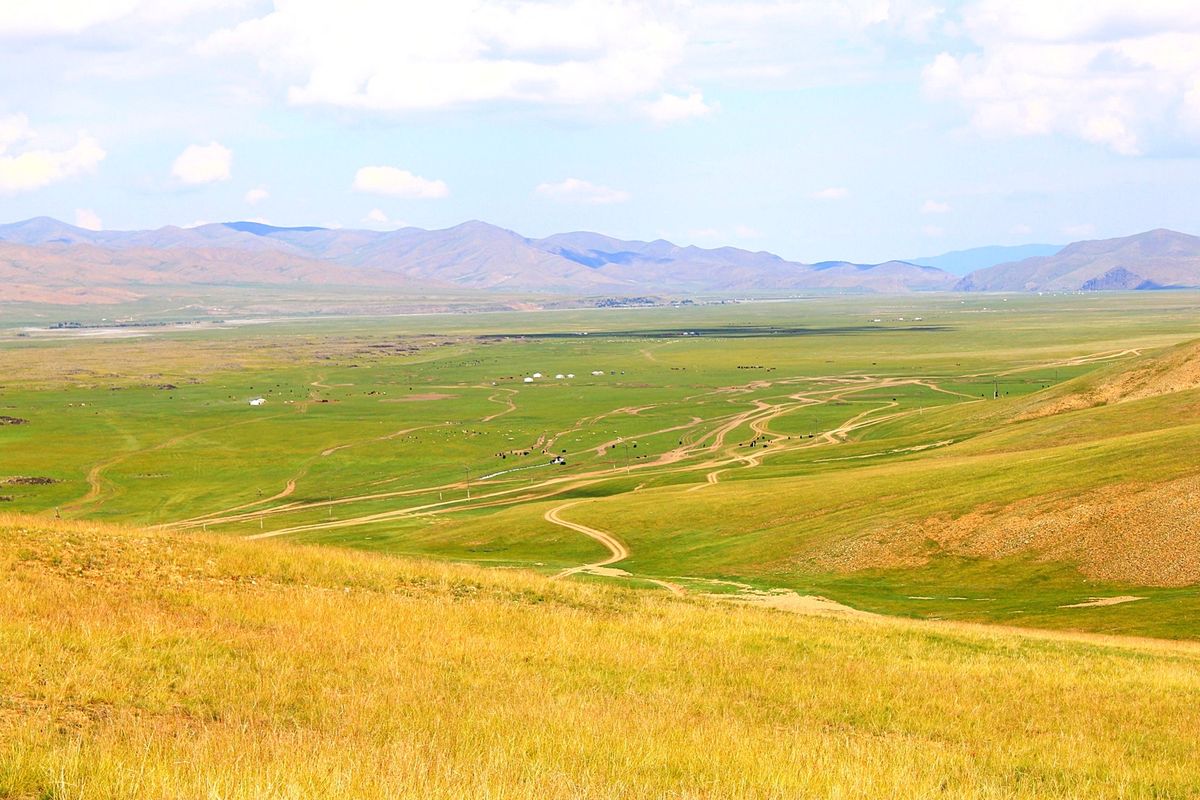 朱色に染まる草原のマジックアワーの美しさは感動的です
草原はどこまでも永遠...
