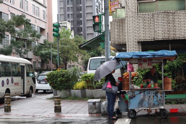 台湾「台湾食べ旅」の写真：道端の小籠包屋さん。
夕方になると次々と...