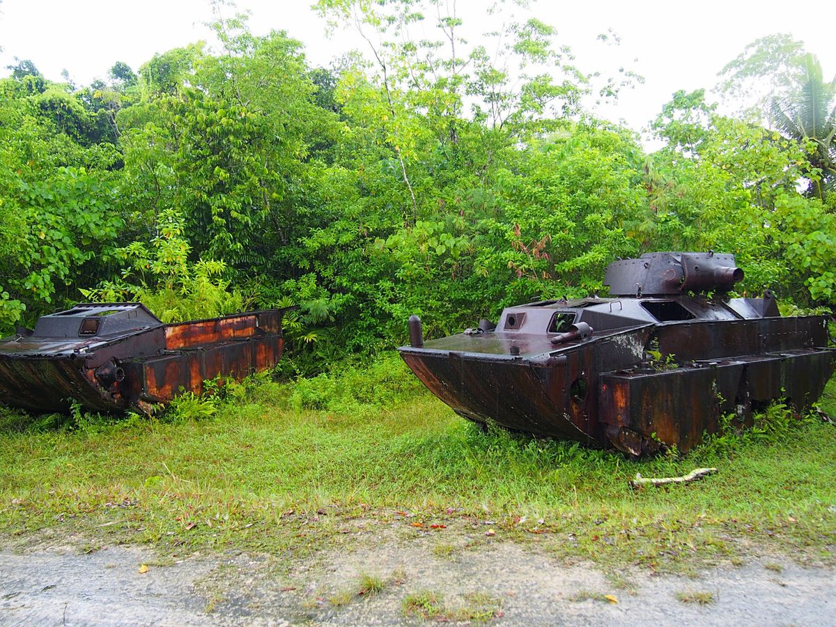 ペリリュー島は太平洋戦争の大激戦の島
日本軍の基地や発電所や空港等がそのま...